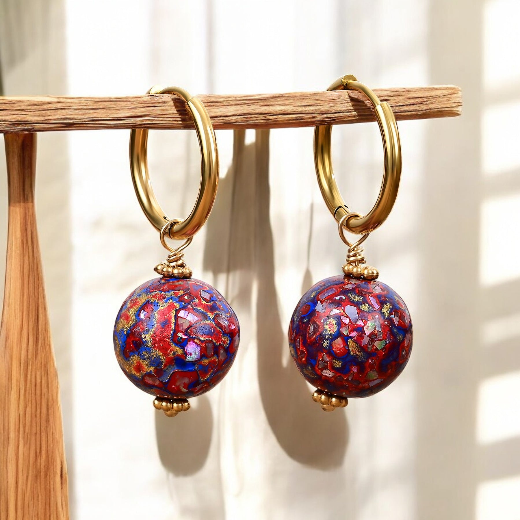 Pendientes de aro con orbe moteado Amethyst Aurora