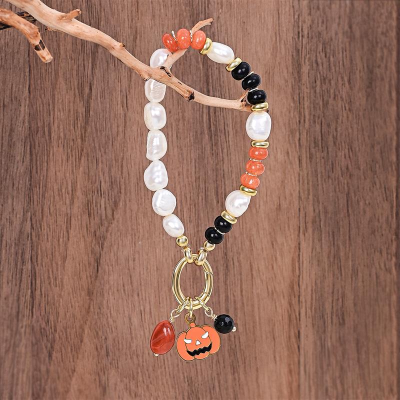 Pulsera de perlas con brillo navideño