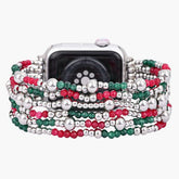 Correa elástica de elegancia plateada festiva para Apple Watch