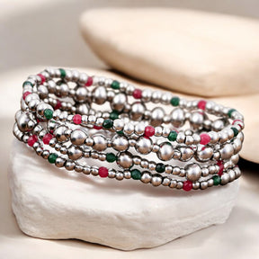 Conjunto de Pulsera Mágica de Plata Navideña