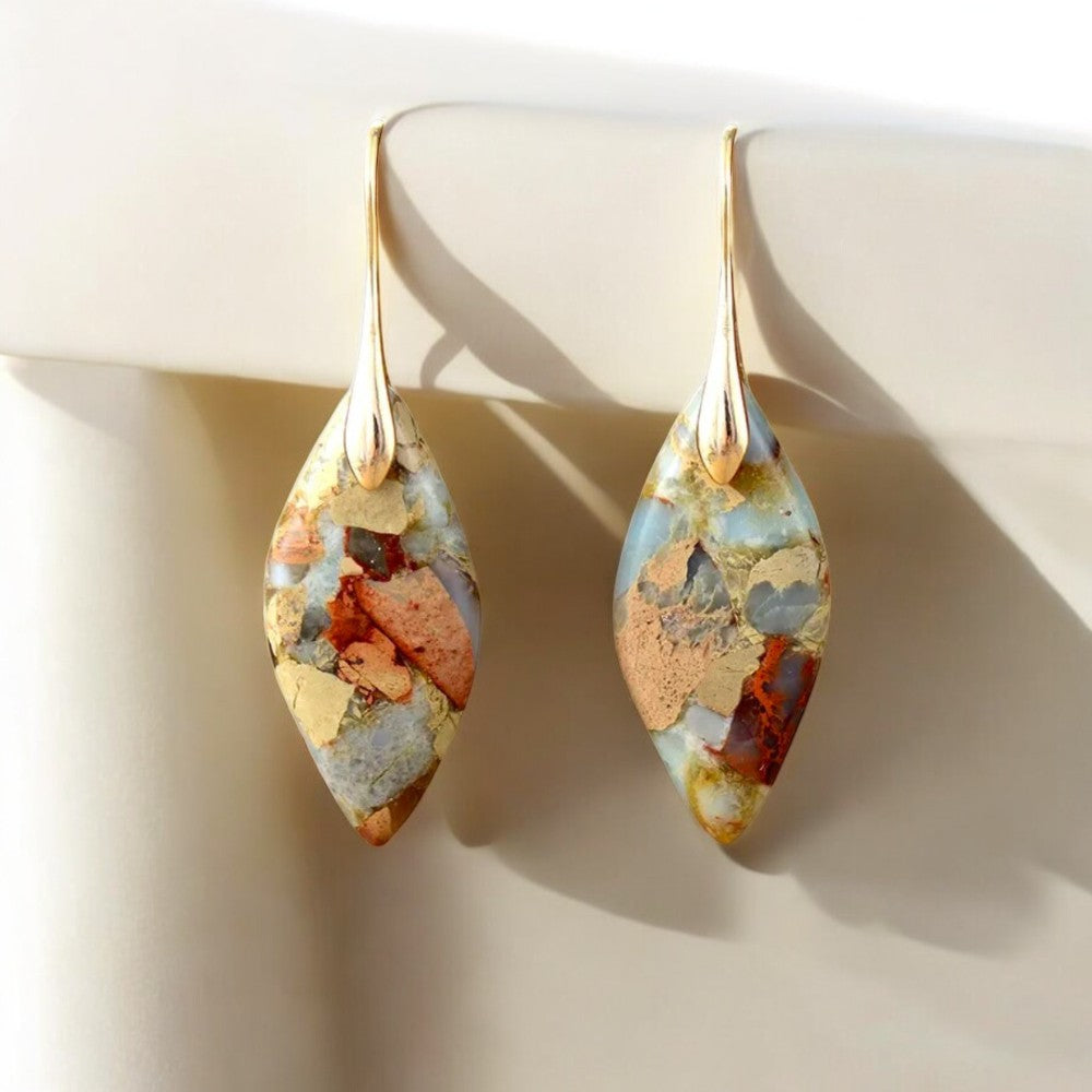 Pendientes Jaspe Hojas Terra Hues