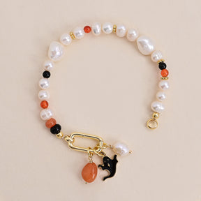 Pulsera de perlas con brillo navideño
