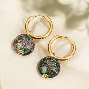Pendientes de aro con orbe moteado Emerald Eclipse