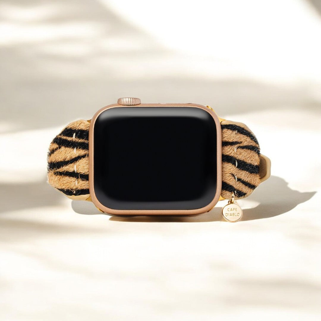 Correa de cuero con rayas elegantes para Apple Watch