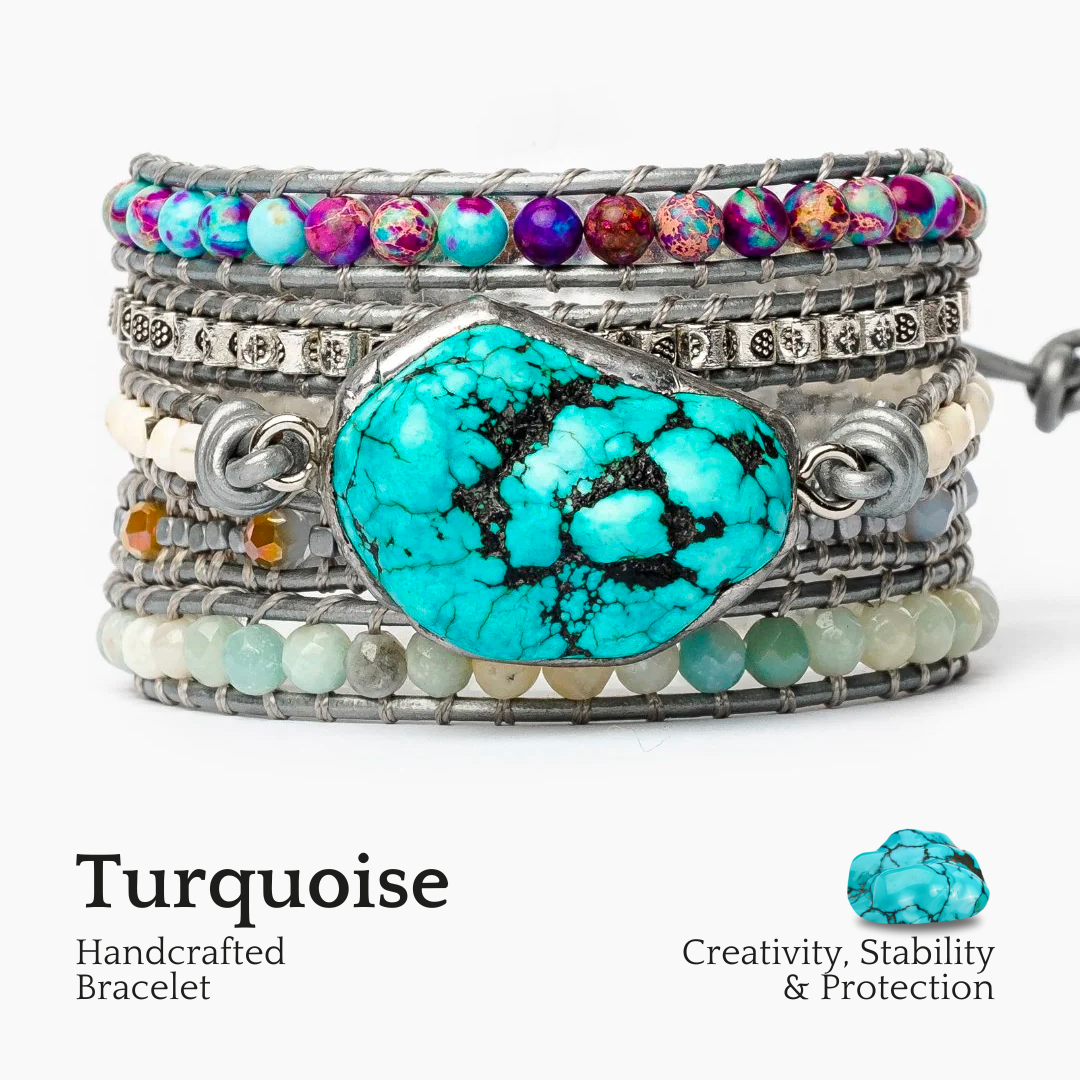 Pulsera envolvente de protección con turquesa curativa