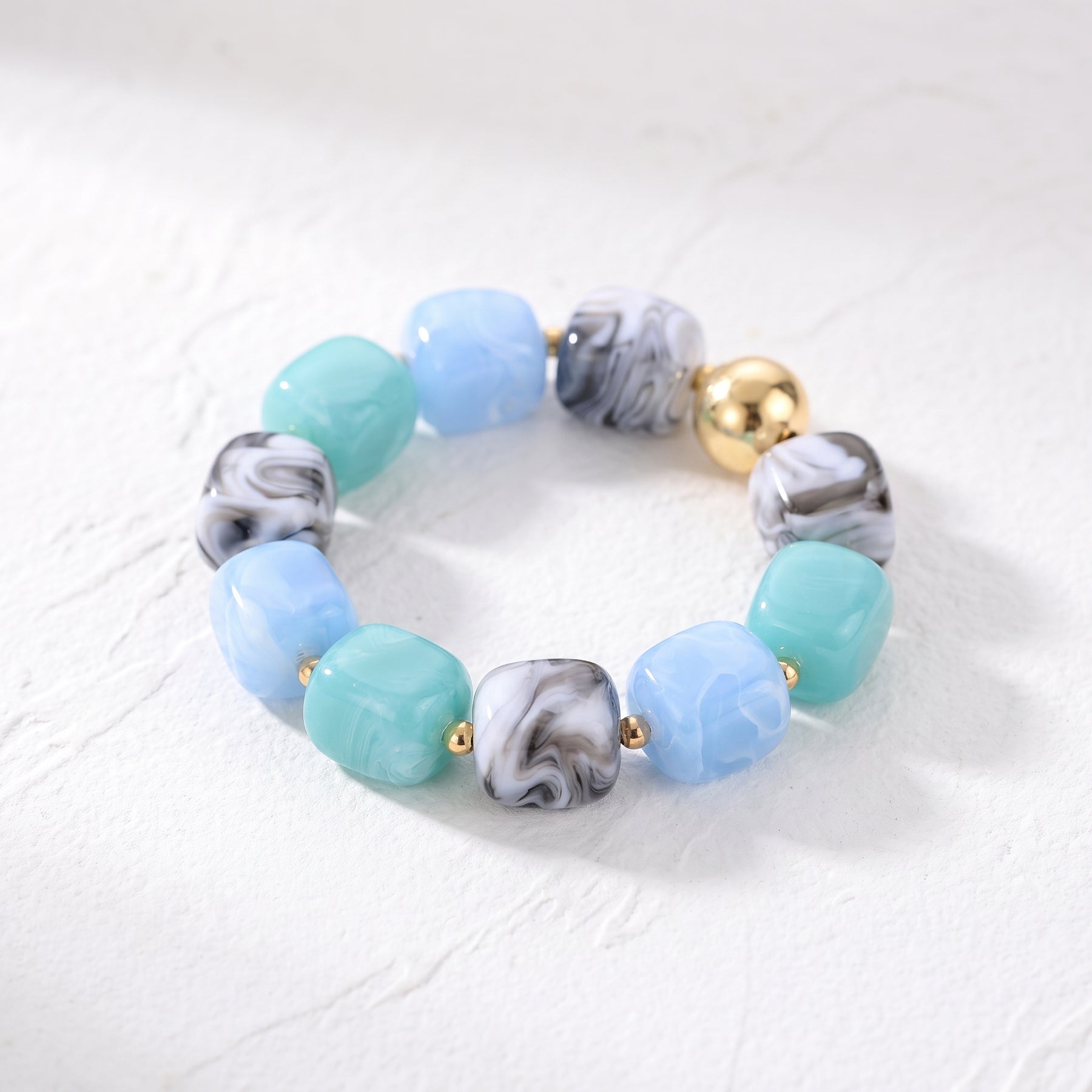 Pulsera gruesa de cuentas variadas Ocean Mist