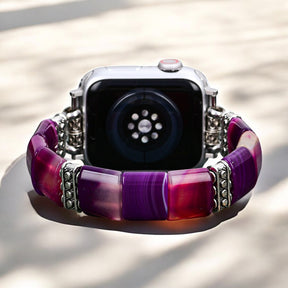 Correa elástica de ágata aura amatista para Apple Watch