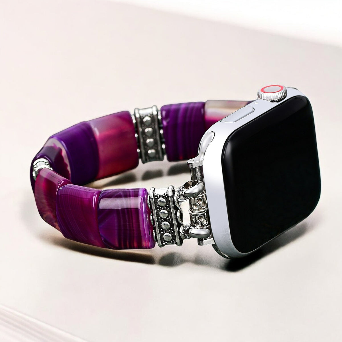 Correa elástica de ágata aura amatista para Apple Watch