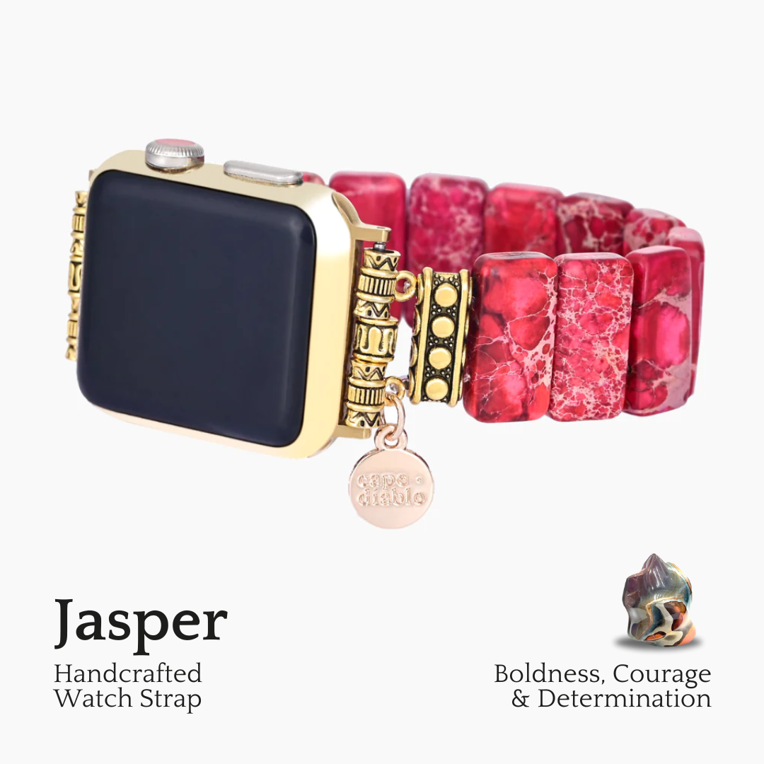 Correa elástica de jaspe tibetano escarlata para Apple Watch