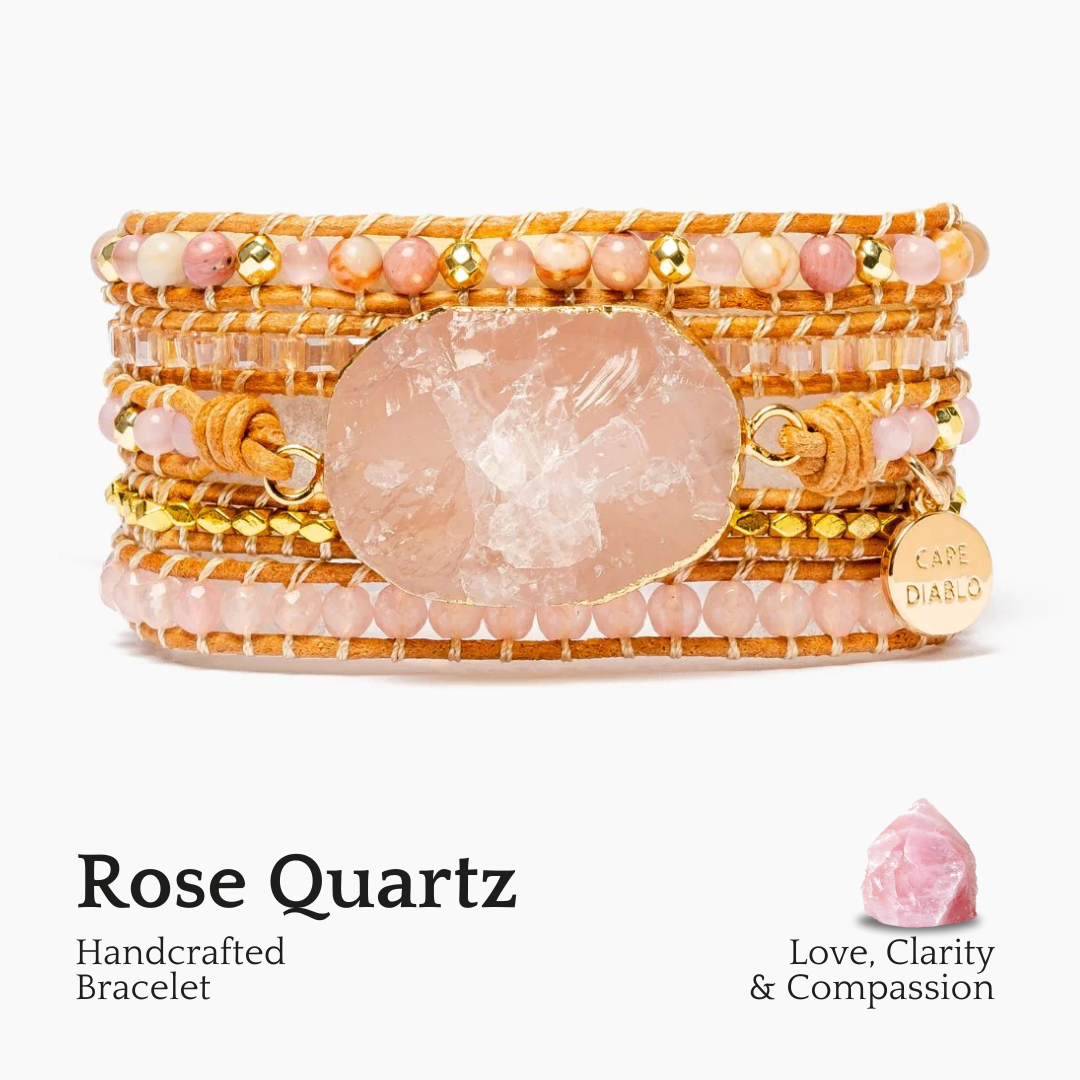 Pulsera de Cuarzo Rosa Dorado