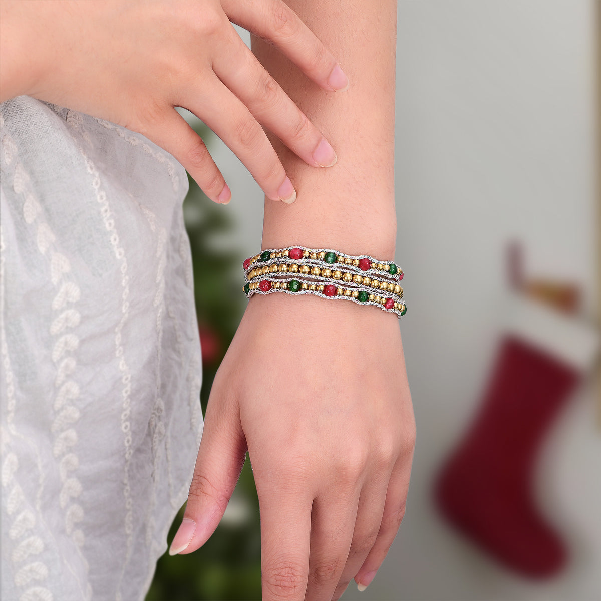 Pulsera envolvente con resplandor navideño alegre