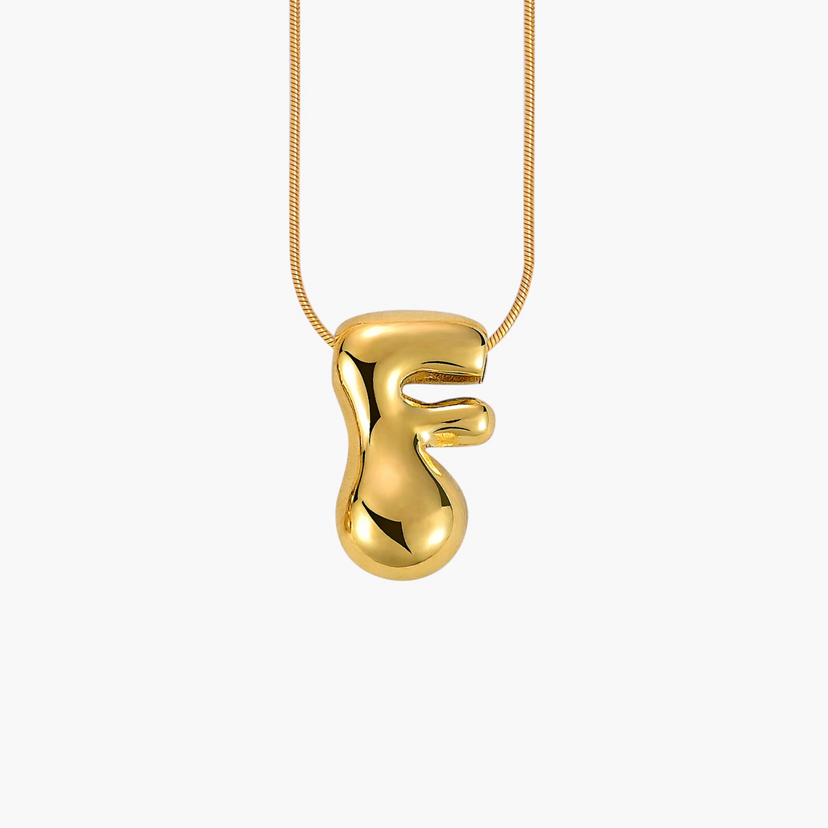Collar con inicial en letra burbuja de brillo dorado