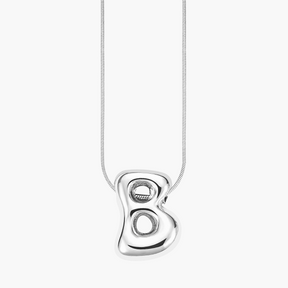Collar con inicial en letra burbuja de brillo plateado