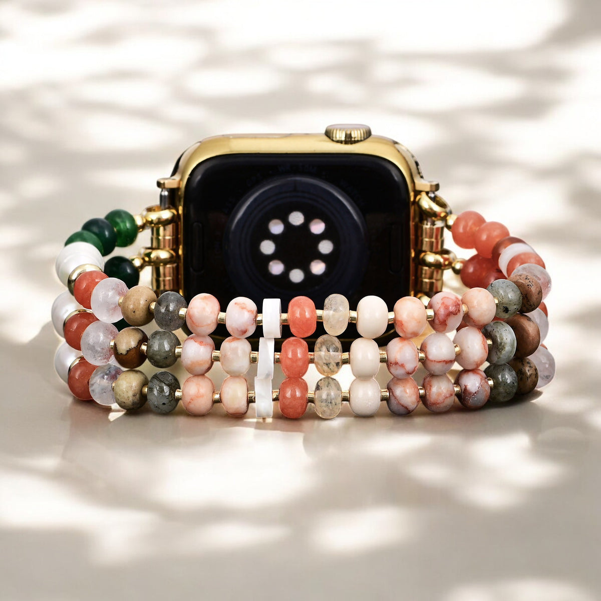Correa elástica de piedra natural coral para Apple Watch