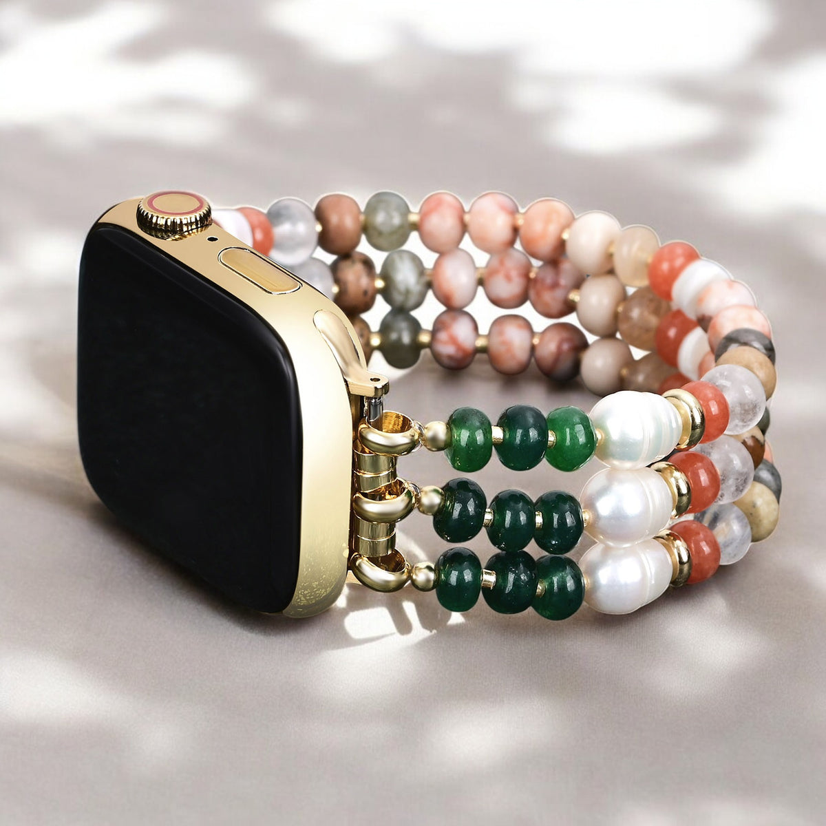 Correa elástica de piedra natural coral para Apple Watch