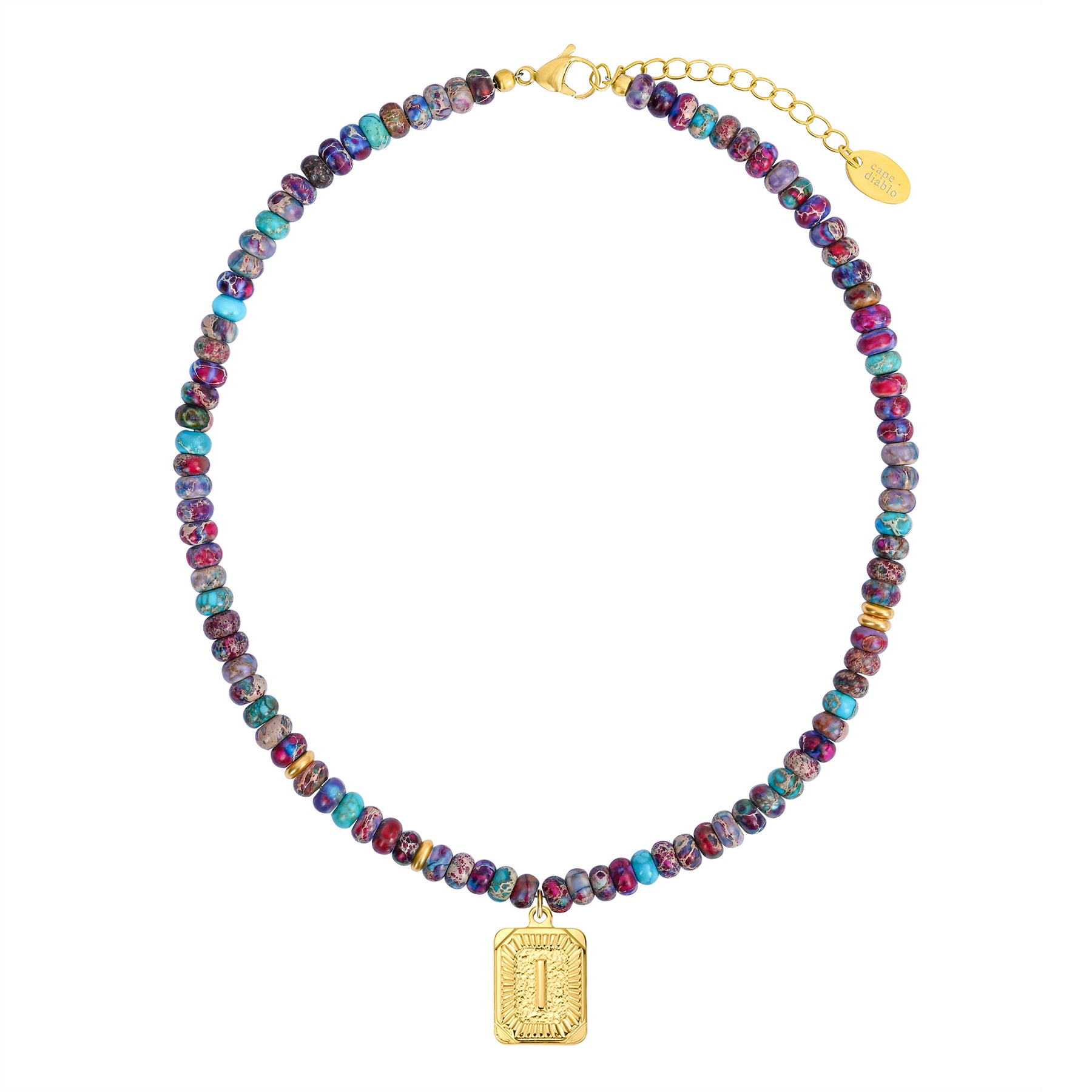 Collar de burbujas con inicial de gema vibrante