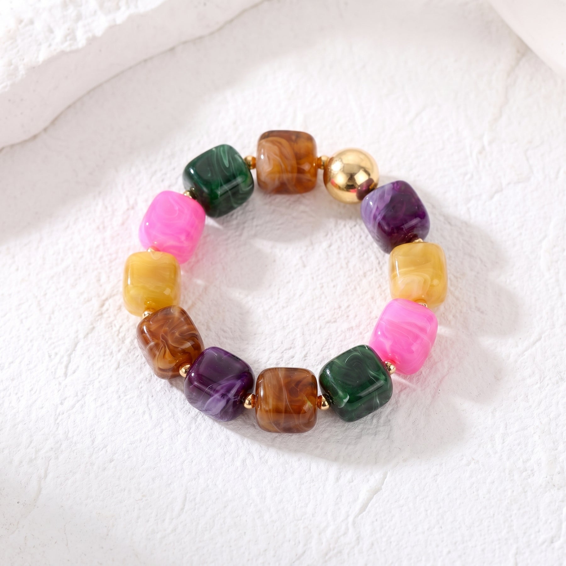 Pulsera gruesa de cuentas mixtas Golden Tropics