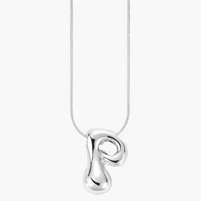 Collar con inicial en letra burbuja de brillo plateado