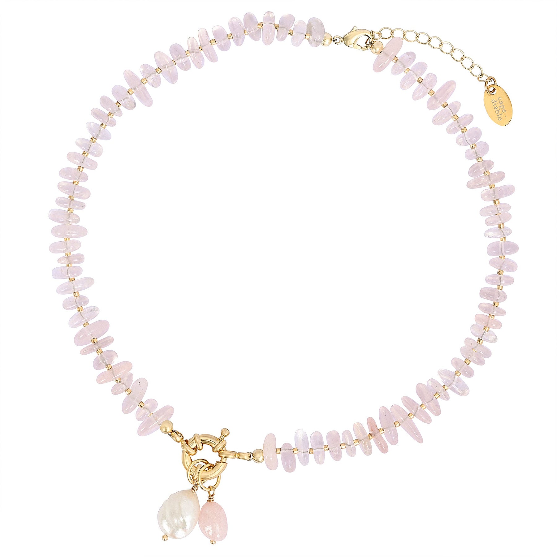 Collar con colgante de cuarzo rosa