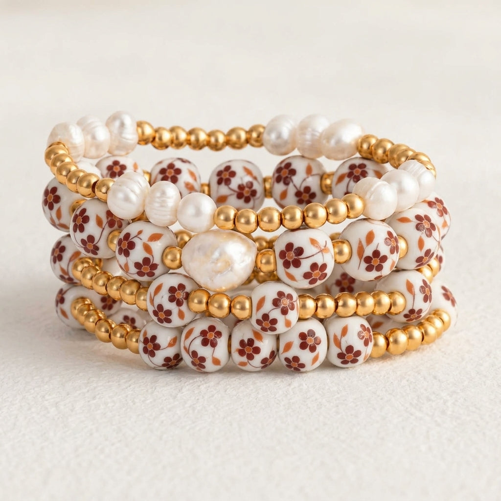 Conjunto de pulseras Porcelain Garden Autumn Blossom
