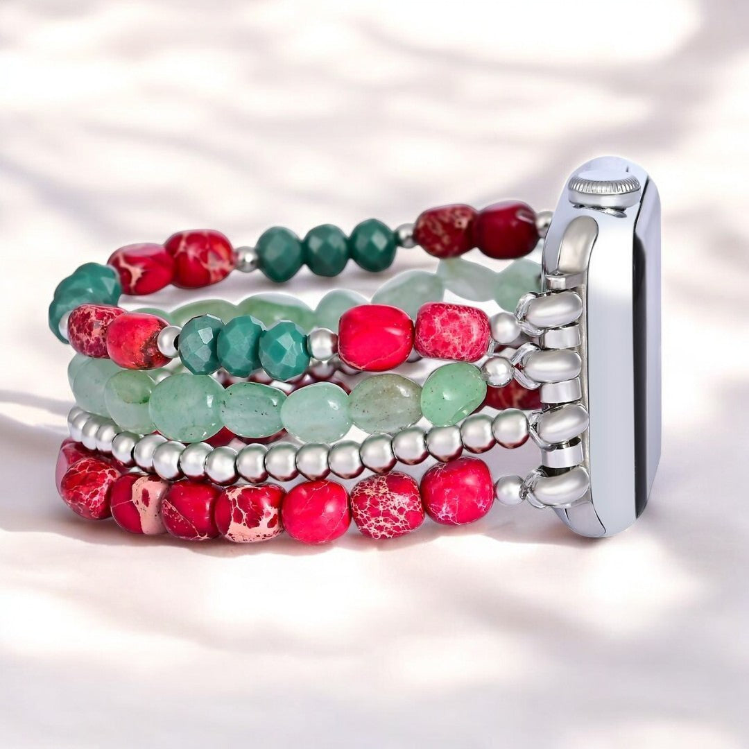 Correa navideña Apple Watch con elegancia plateada de Evergreen