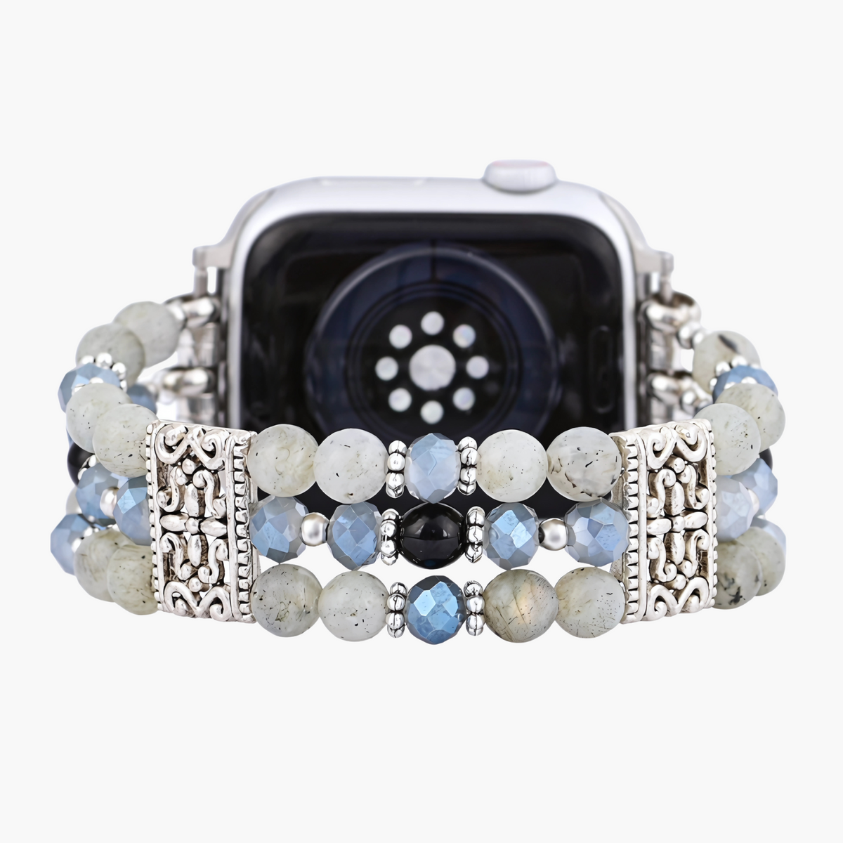 Correa elástica artesanal de labradorita índigo para Apple Watch