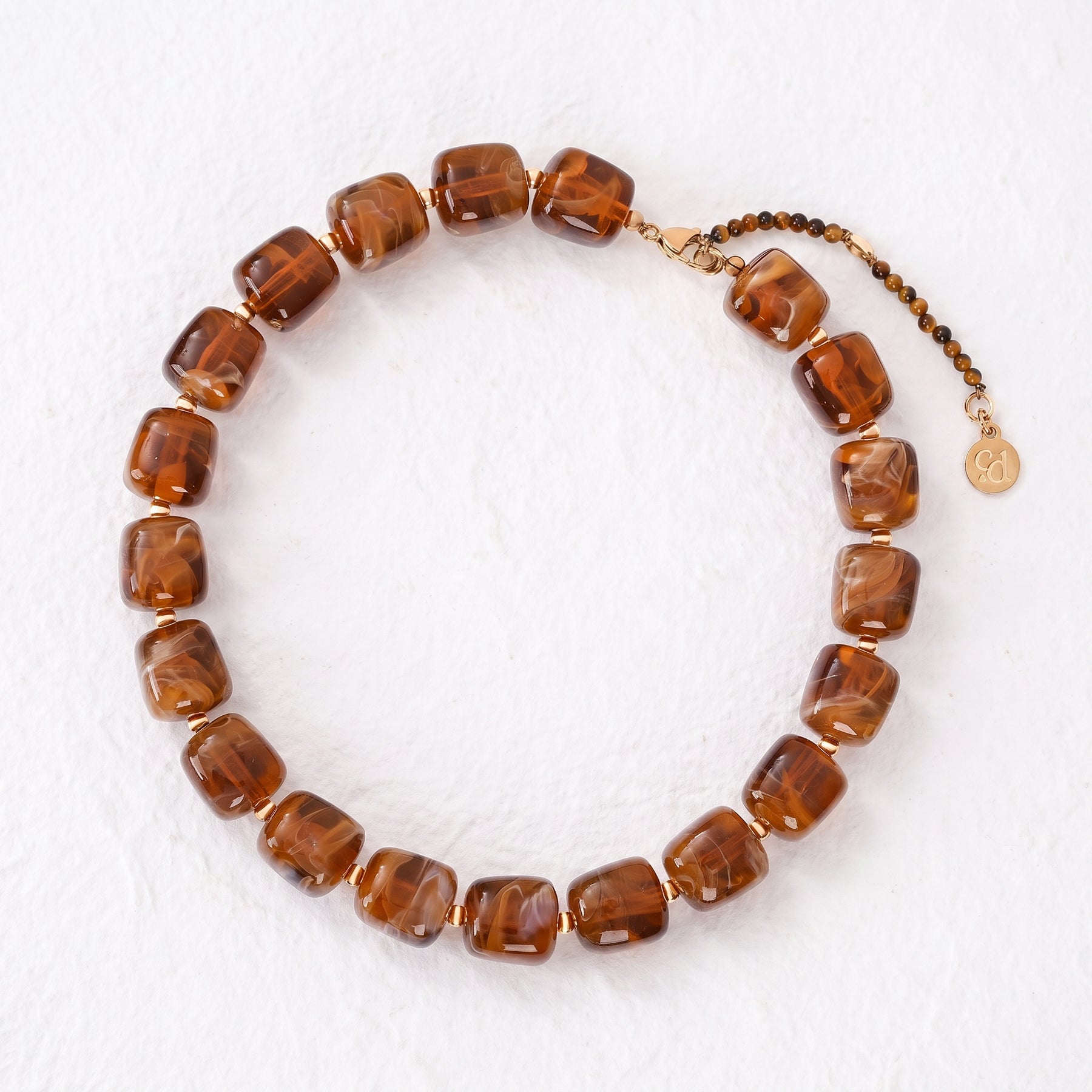 Collar de cuentas cuadradas gruesas otoño