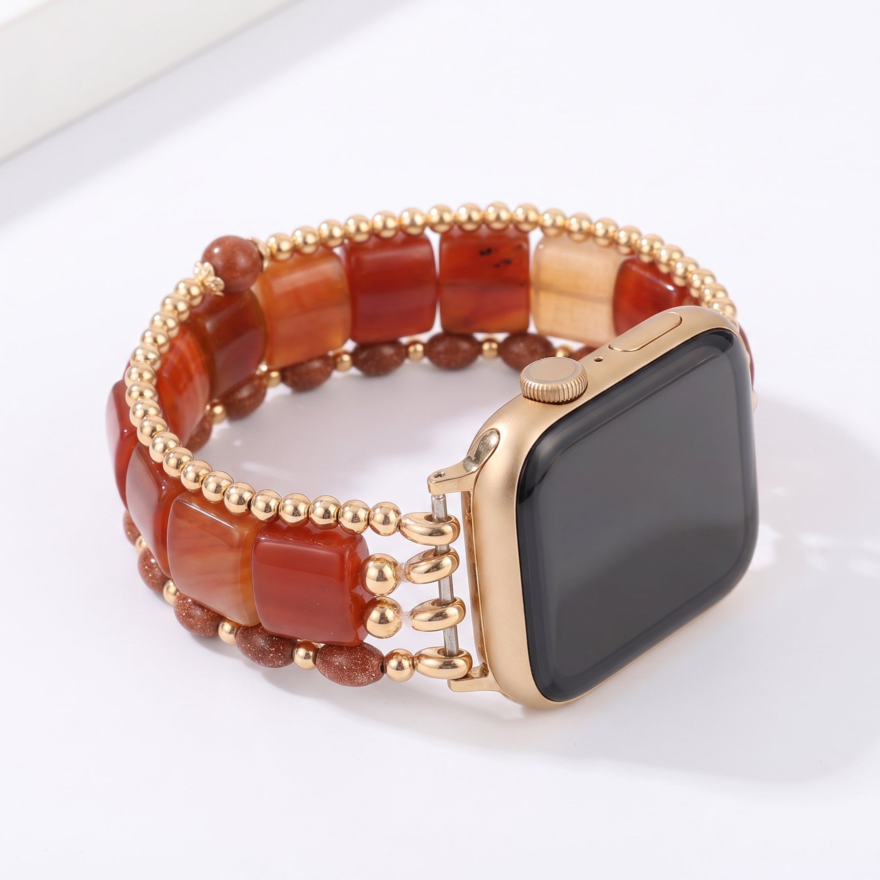 Correa elástica para Apple Watch Fierce Grace de ojo de tigre plateada