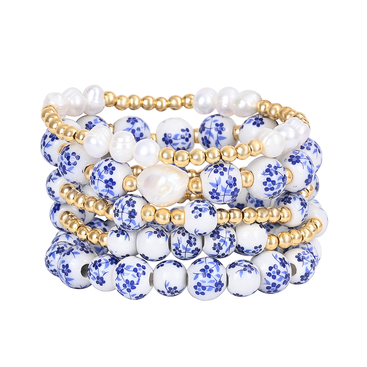 Pulsera de perlas flor de azur