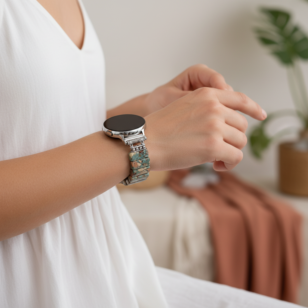 Correa elástica de jaspe tibetano de la Tierra para Apple Watch