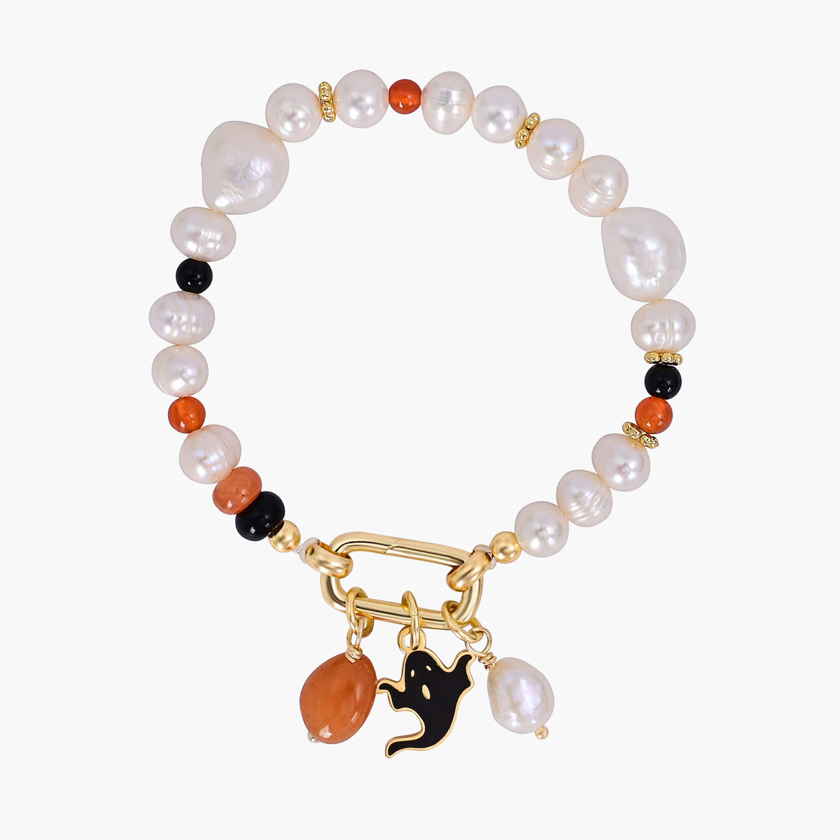 Pulsera de perlas con brillo navideño