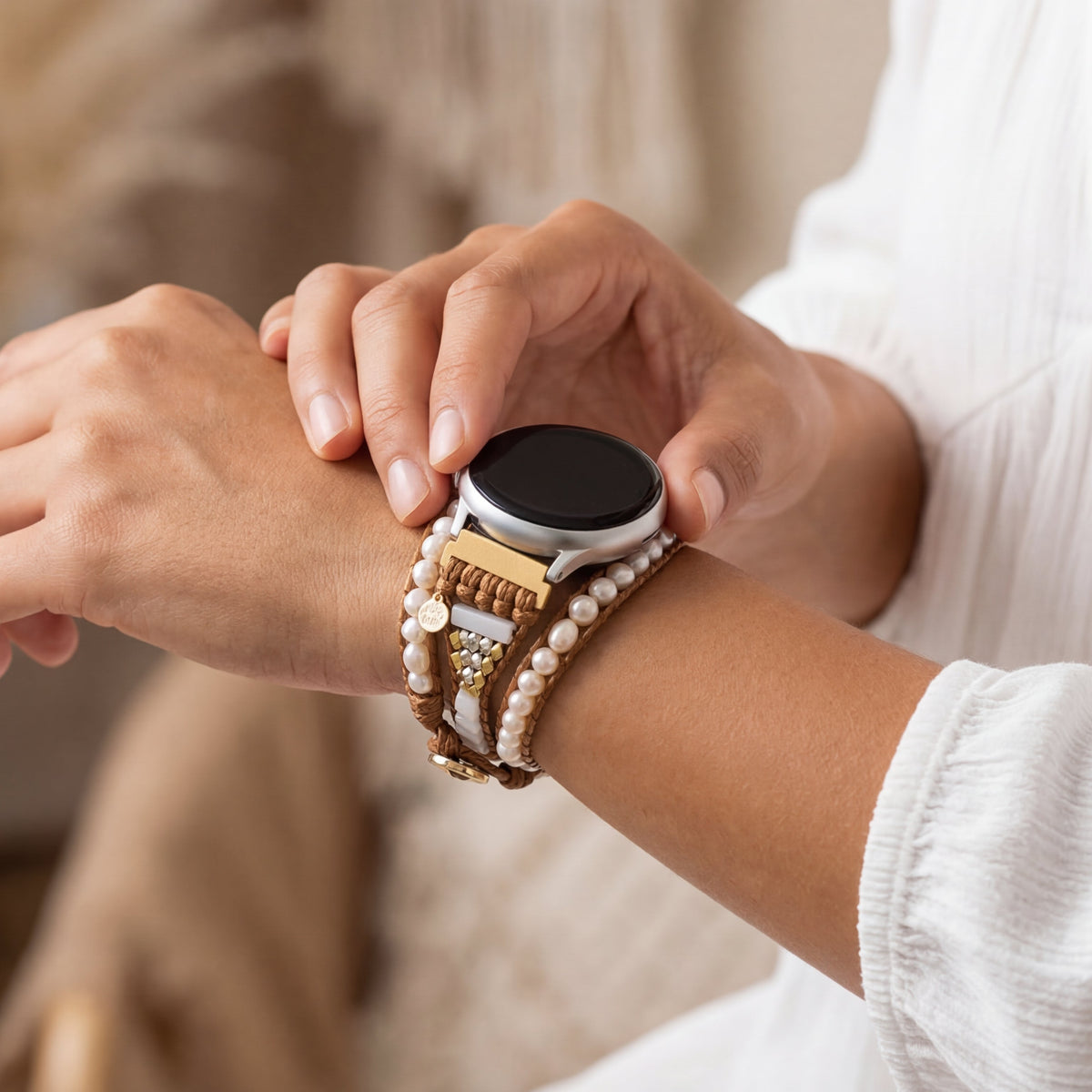 Correa para reloj Samsung Galaxy de perla de agua dulce