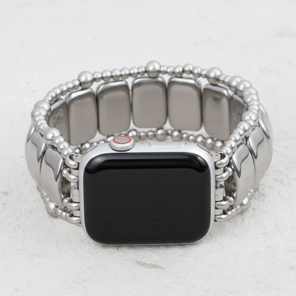 Correa elástica negra platino para Apple Watch