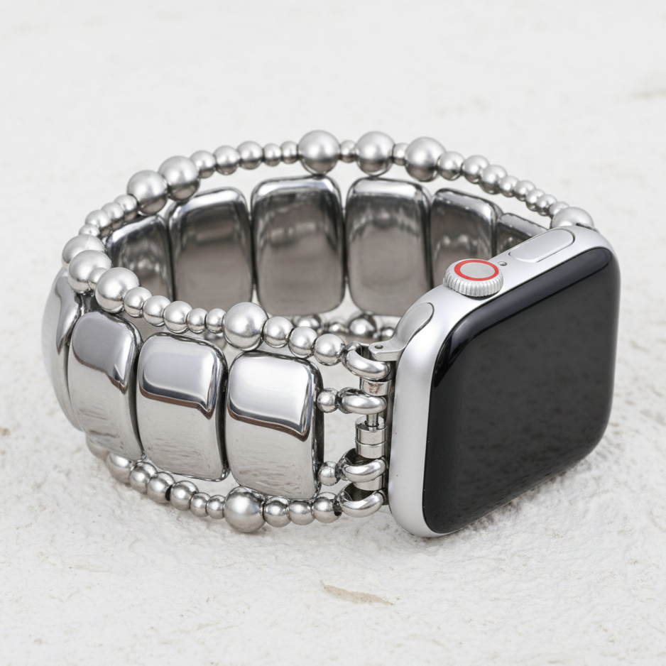 Correa elástica negra platino para Apple Watch