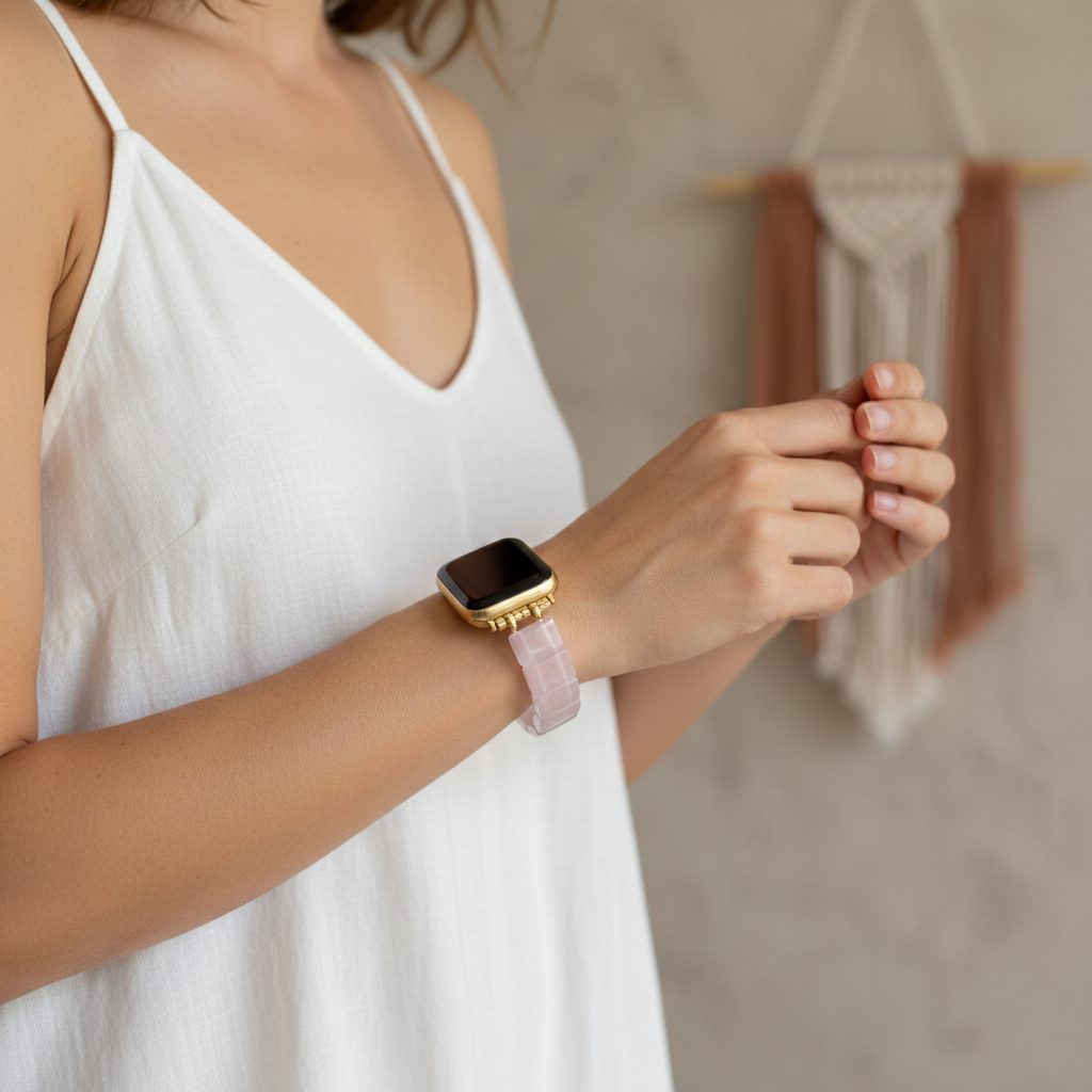 Correa elástica de cuarzo color rubor para Apple Watch