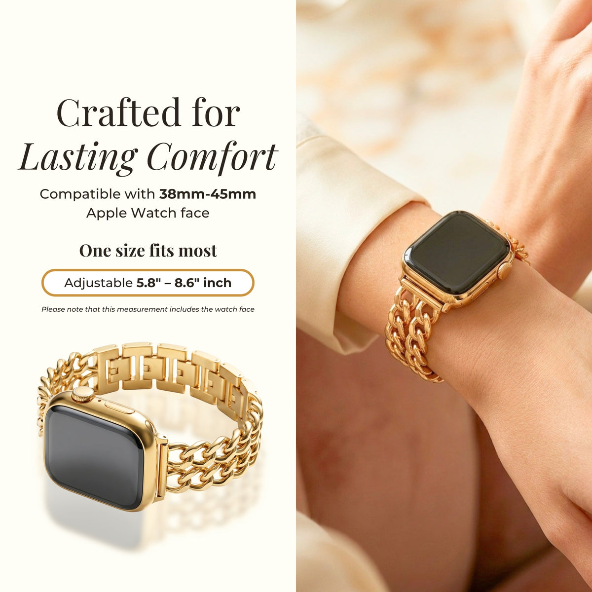 Correa de lujo curva dorada para Apple Watch