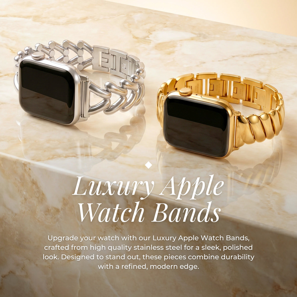 Correa de lujo curva dorada para Apple Watch