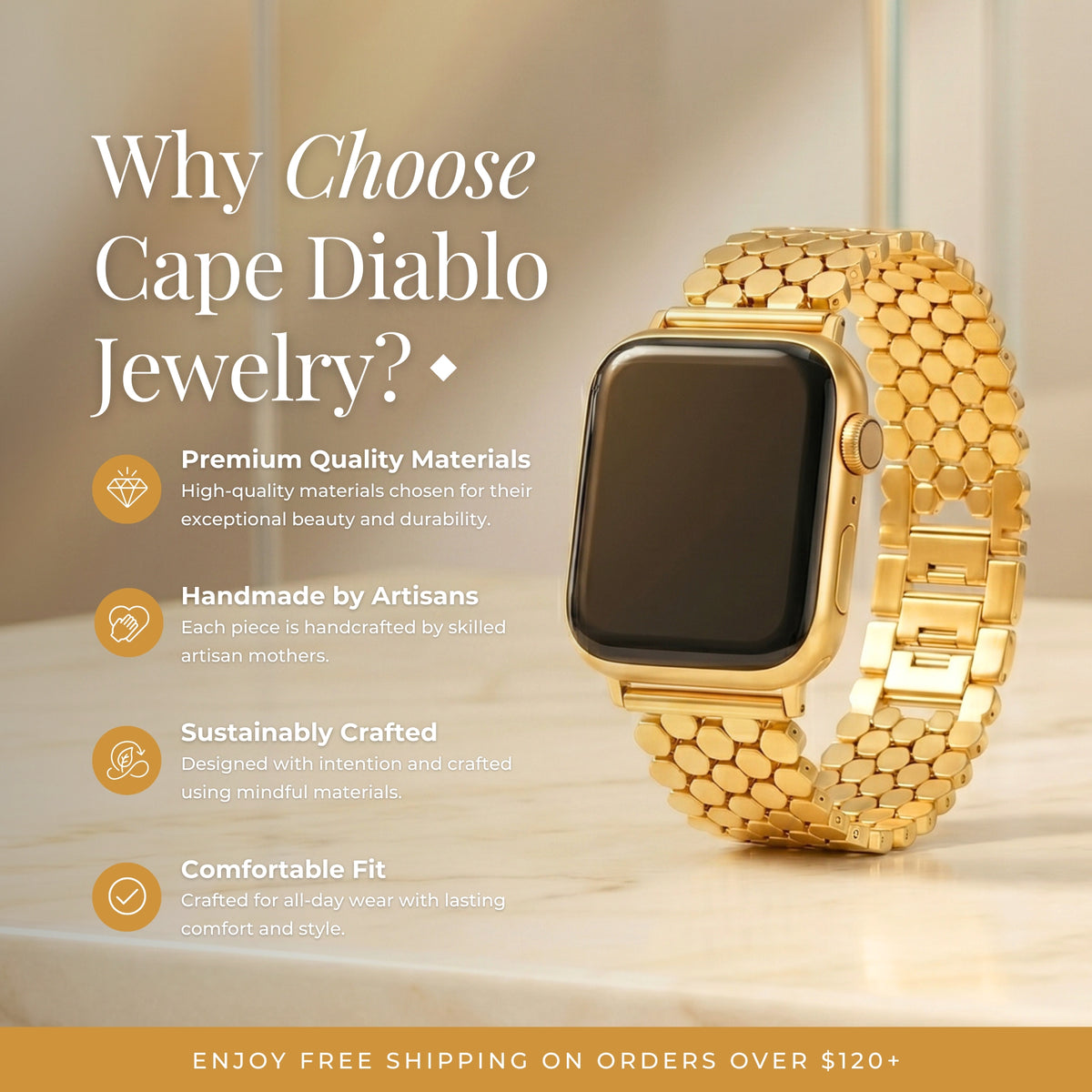 Correa de lujo Golden Glamour para Apple Watch