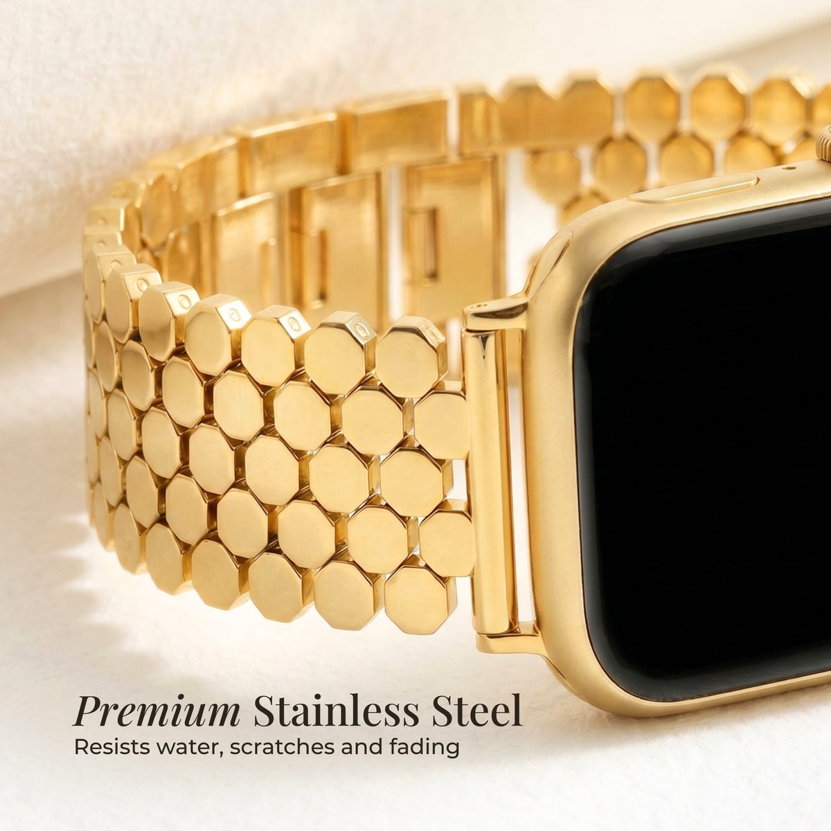 Correa de lujo para Apple Watch en panal dorado