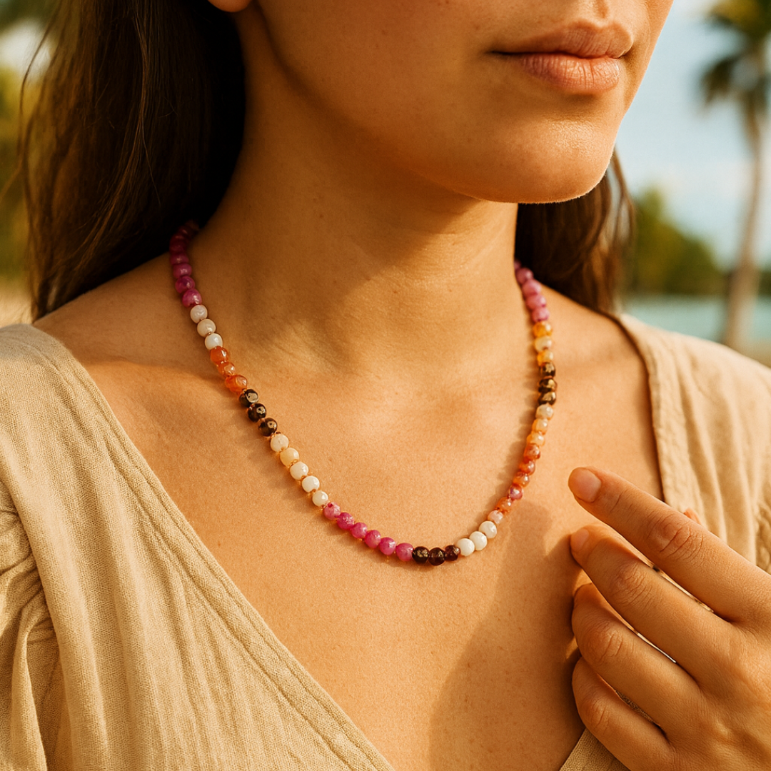 Collar de piedra rubí sonrojada
