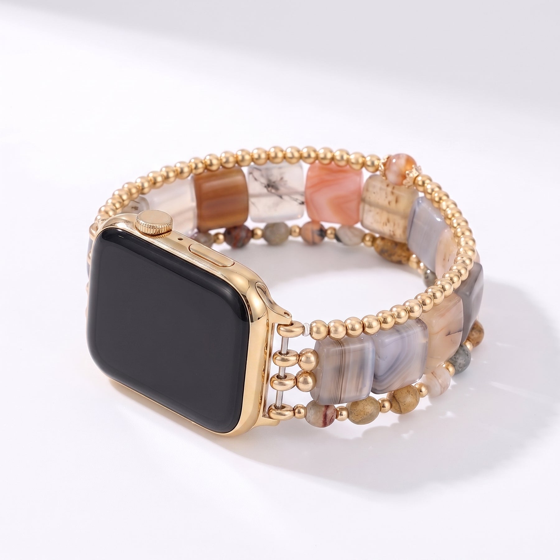 Correa elástica para Apple Watch Fierce Grace de ojo de tigre plateada