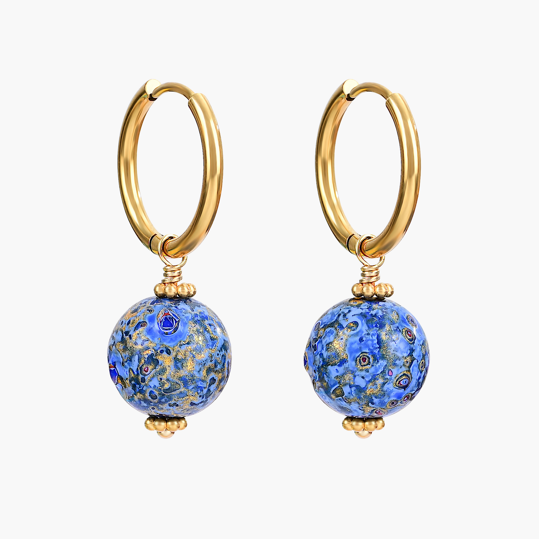 Pendientes de aro con orbe moteado Sapphire Sky