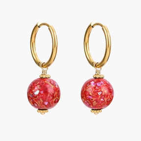 Pendientes de aro con orbe moteado Crimson Orbit