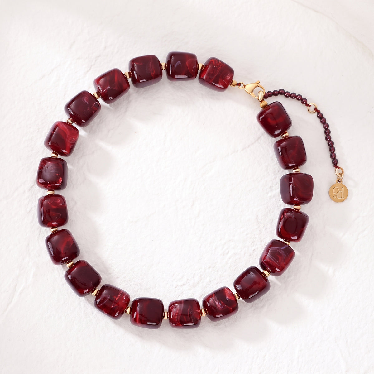 Collar de cuentas cuadradas gruesas turquesa