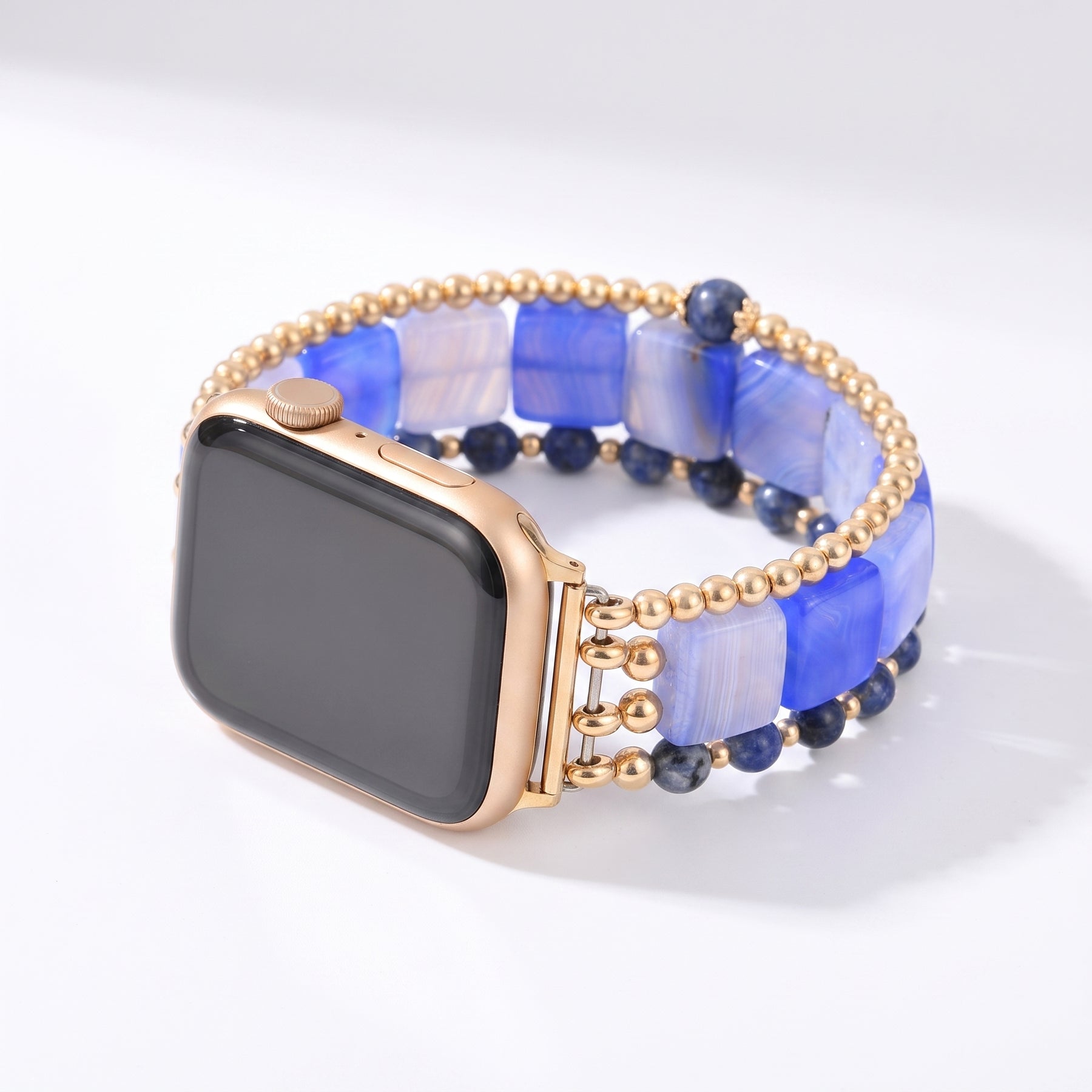 Correa elástica para Apple Watch Fierce Grace de ojo de tigre plateada