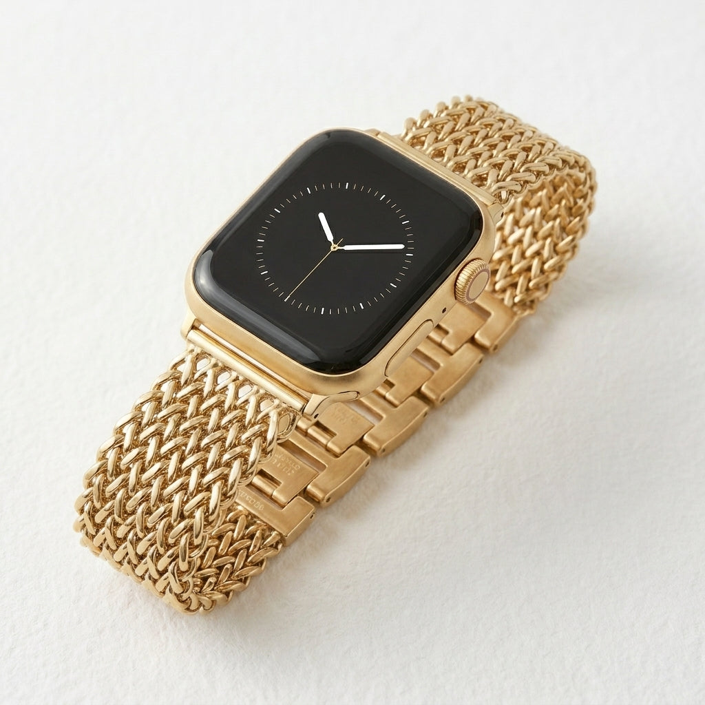 Correa de lujo para Apple Watch de cadena dorada