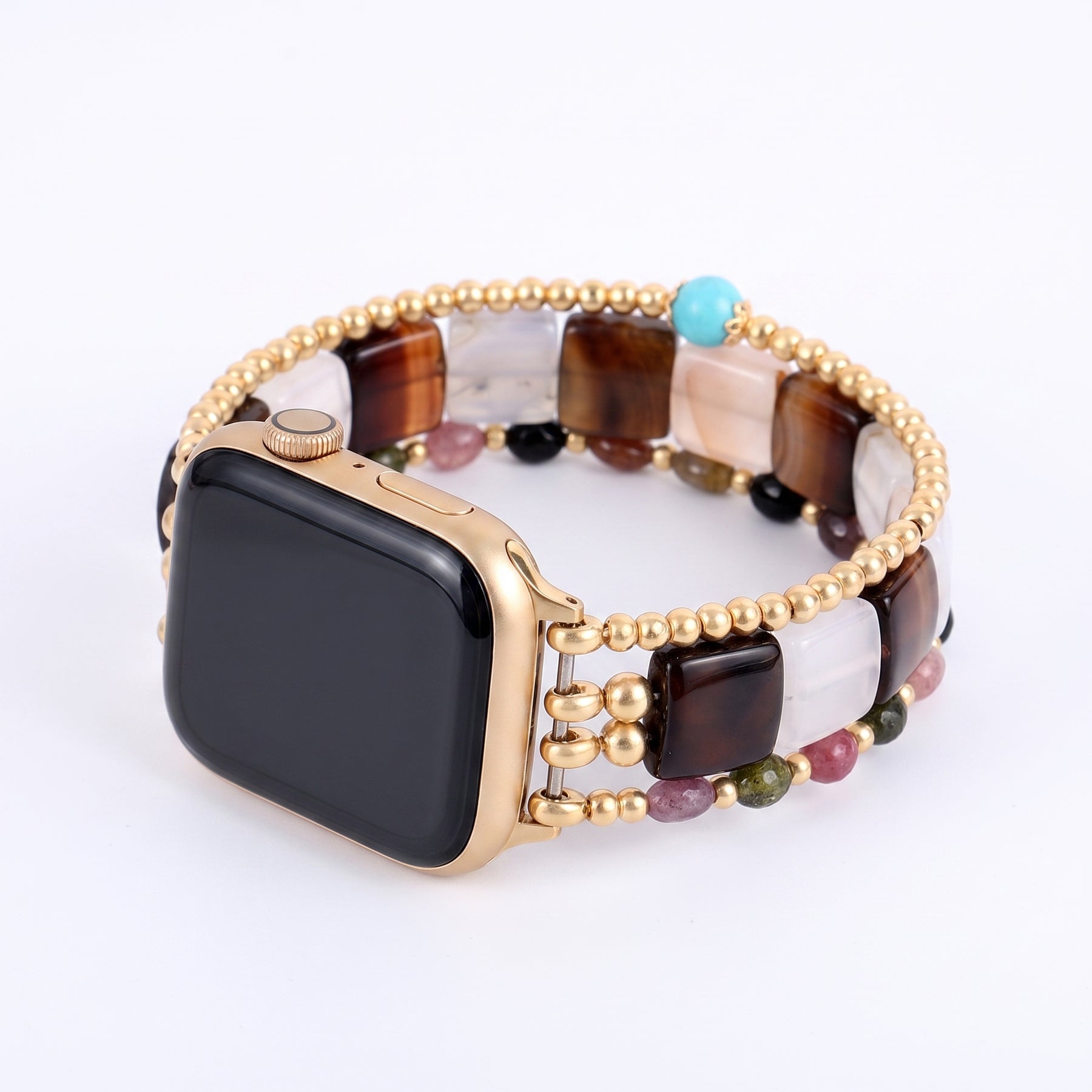 Correa elástica para Apple Watch Fierce Grace de ojo de tigre plateada