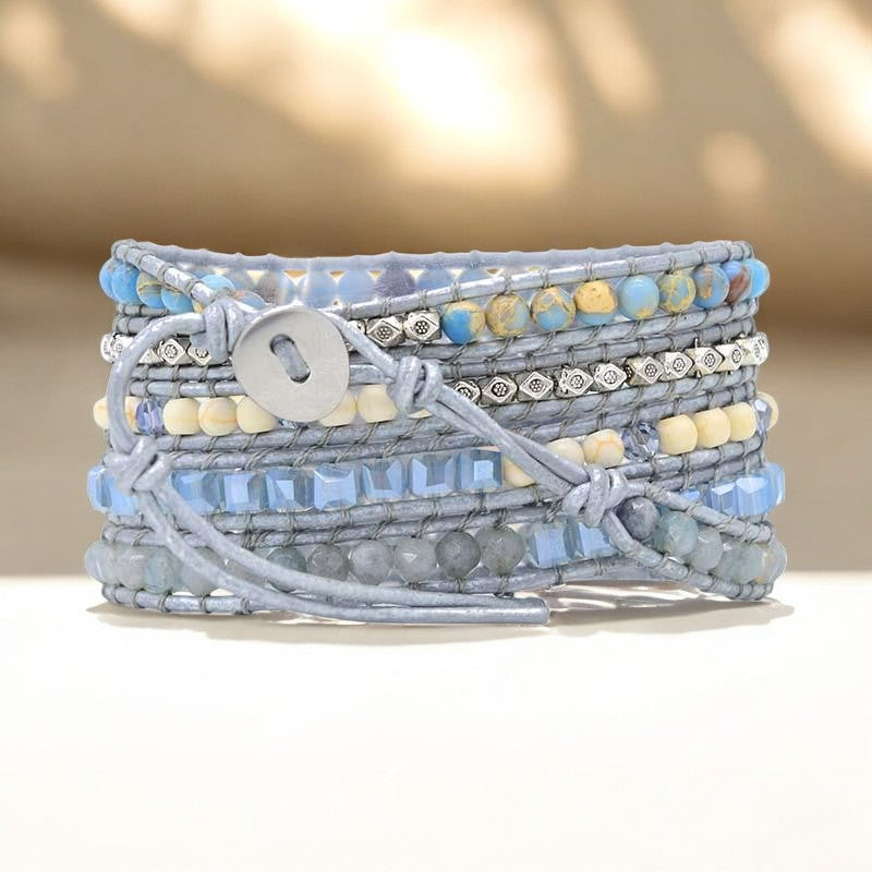 Brazalete envolvente de plata Reina de Topacio Sanador
