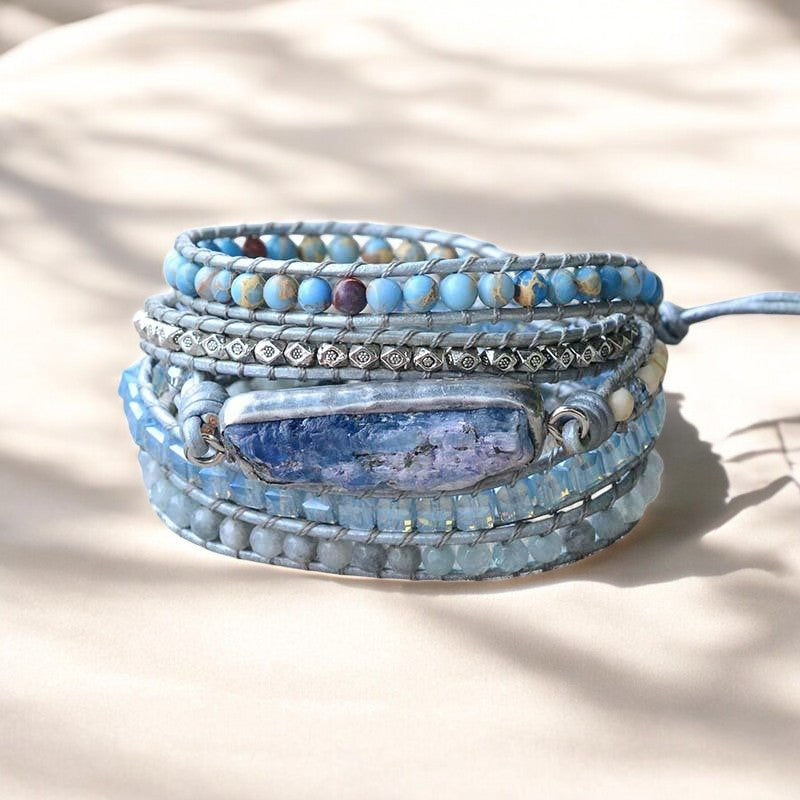 Brazalete envolvente de plata Reina de Topacio Sanador