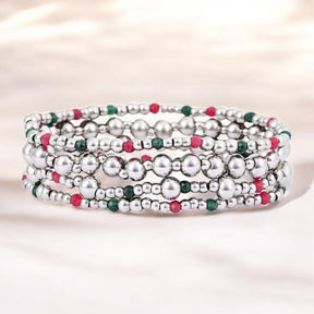 Conjunto de Pulsera Mágica de Plata Navideña
